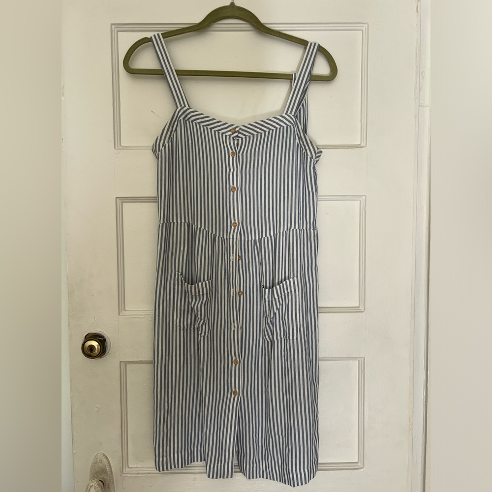 Sezane striped button shirt dress